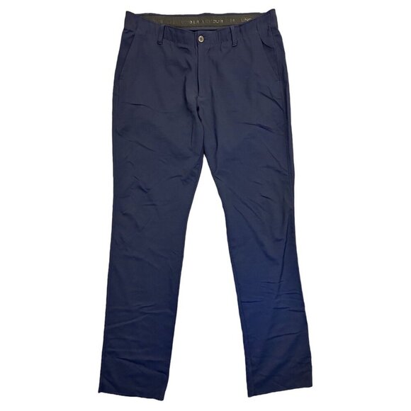 Under Armour Men's The Showdown Chino Pants Size 38 Blue Stretch Unhemmed GUC - Picture 1 of 16